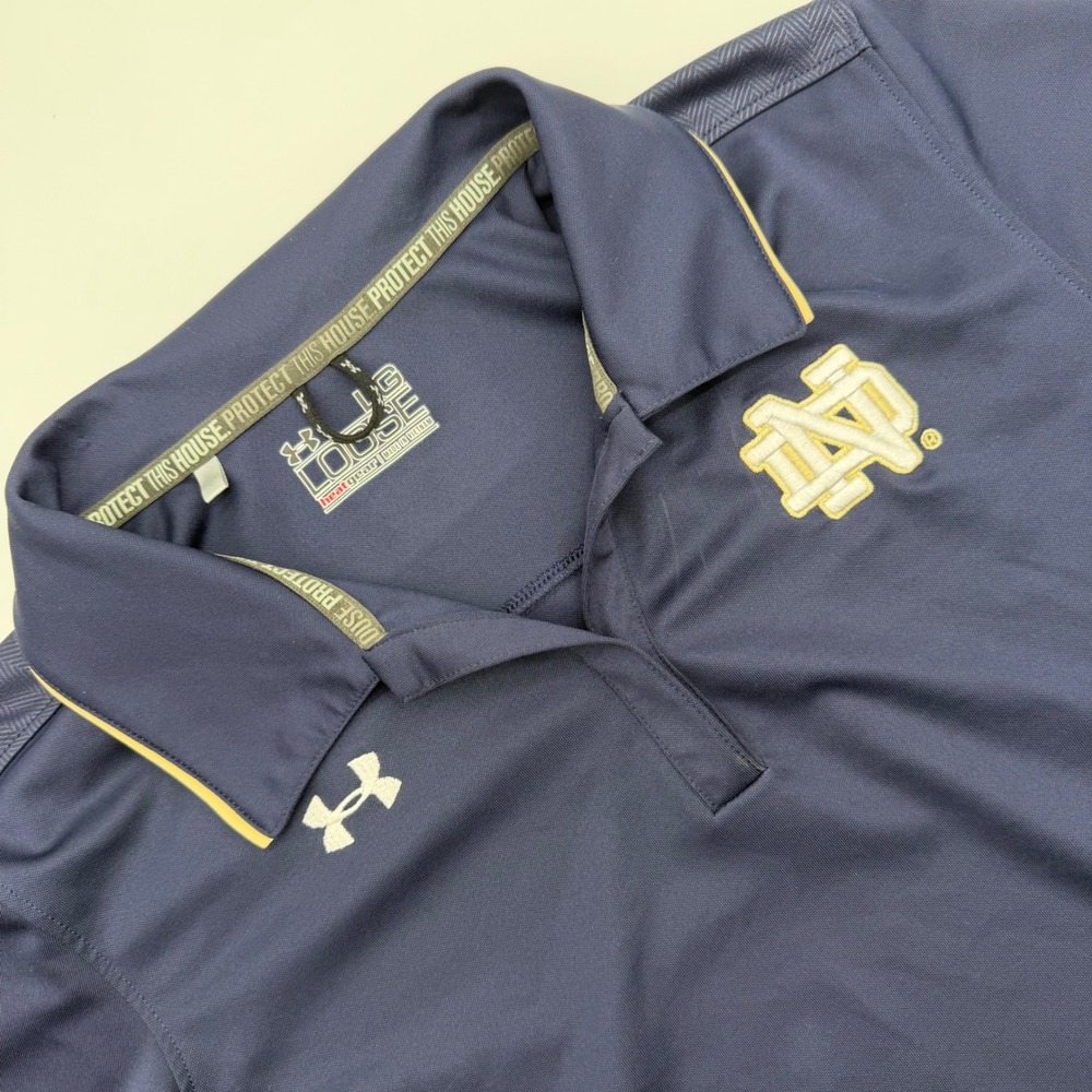 Under Armour Notre Dame Fighting Irish Polo‎ Shirt Womens Large Navy Golf Top